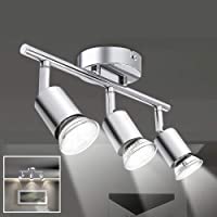 Osairous Lámpara de Techo LED- Luz de Techo de Cúpula de Varilla Múltiple de 3 Cabezales- 12W Foco Giratorio para Cocina…